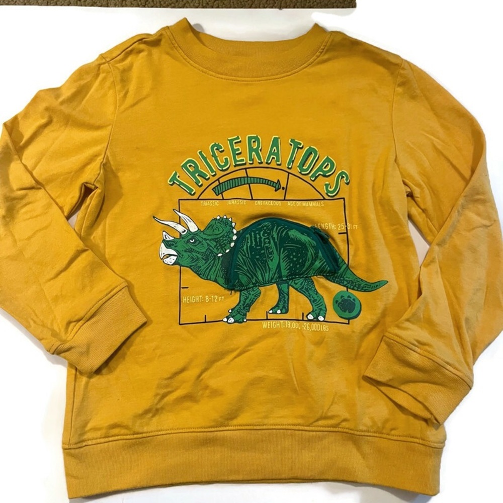 Triceratops Cat & Jack Long Sleeve Graphic T- Shirt Boys size XS (4/5)